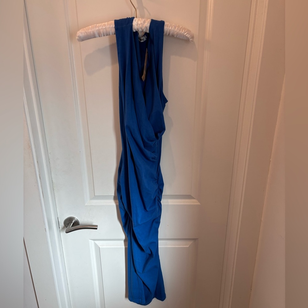 NWT Michael Stars Royal Blue Sleeveless wrap front bodycon Dress- S